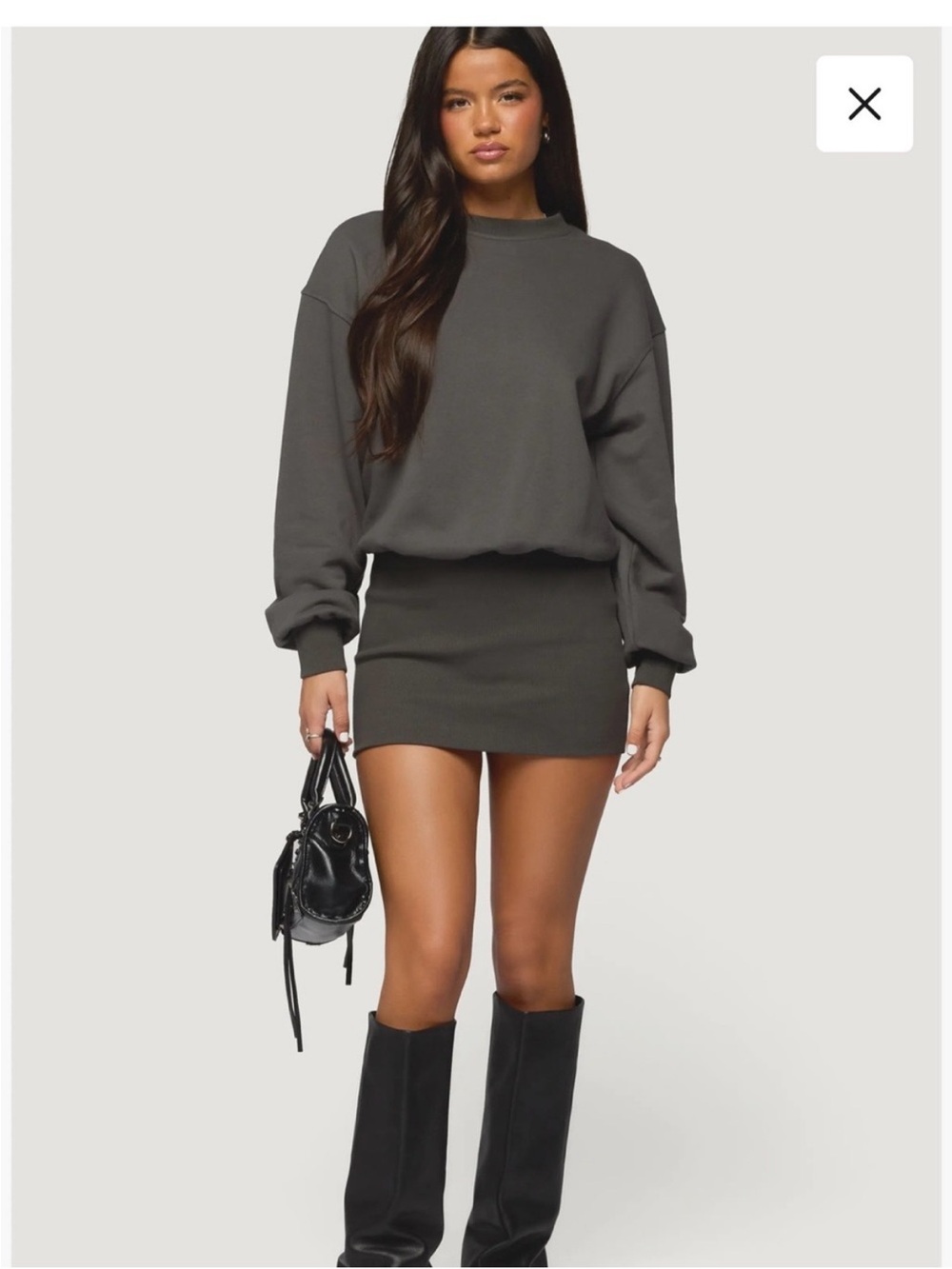 Charcoal Swestshirt Mini Dress-